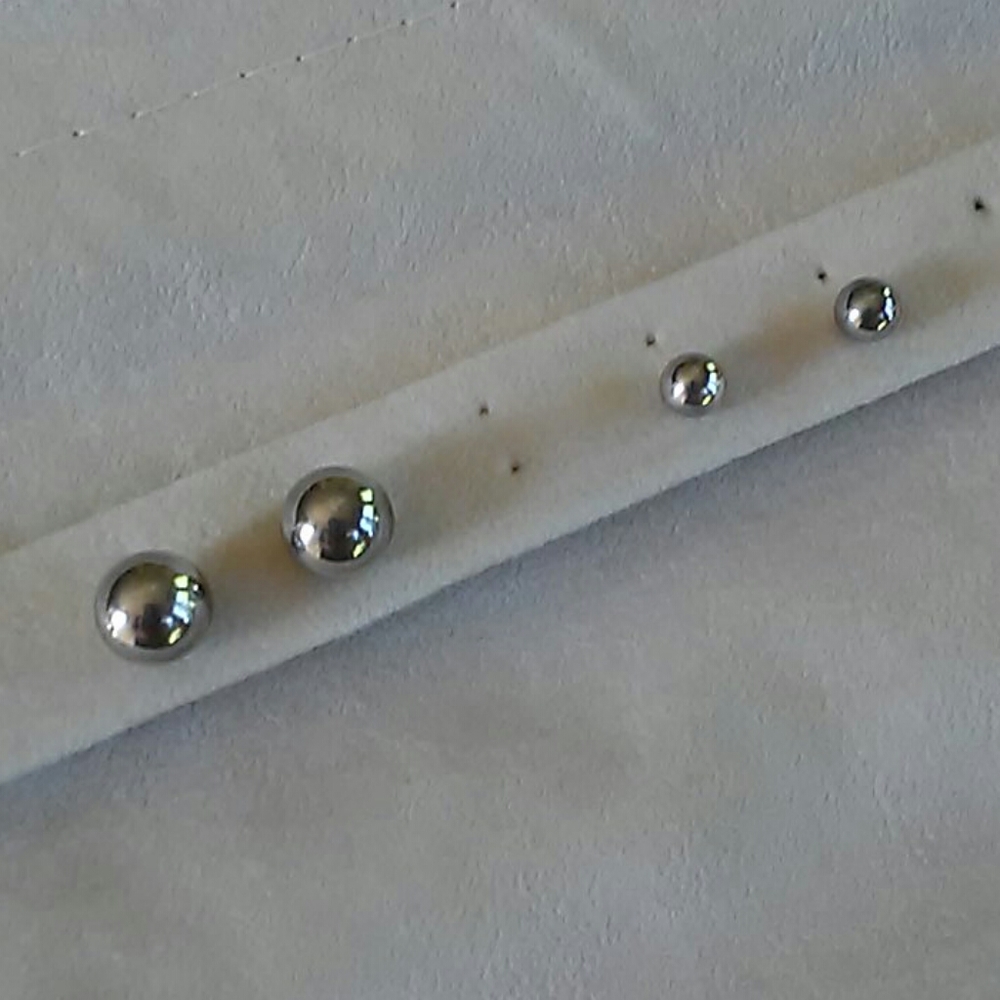 2 Pr Stirling Silver Ball Earrings